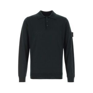 Stone Island Men Black Wool Polo Shirt